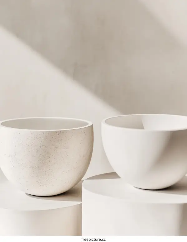 Modern Minimalist White Bowls on Pedestals