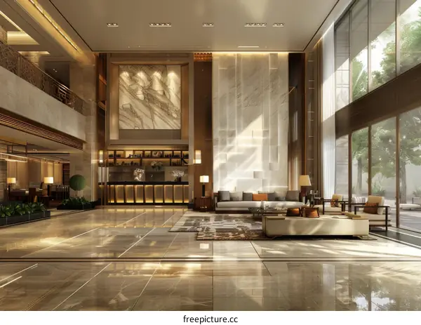 Luxury Hotel Lobby Interior Design Rendering