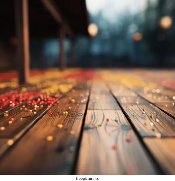 Colorful Sprinkles on Wooden Table
