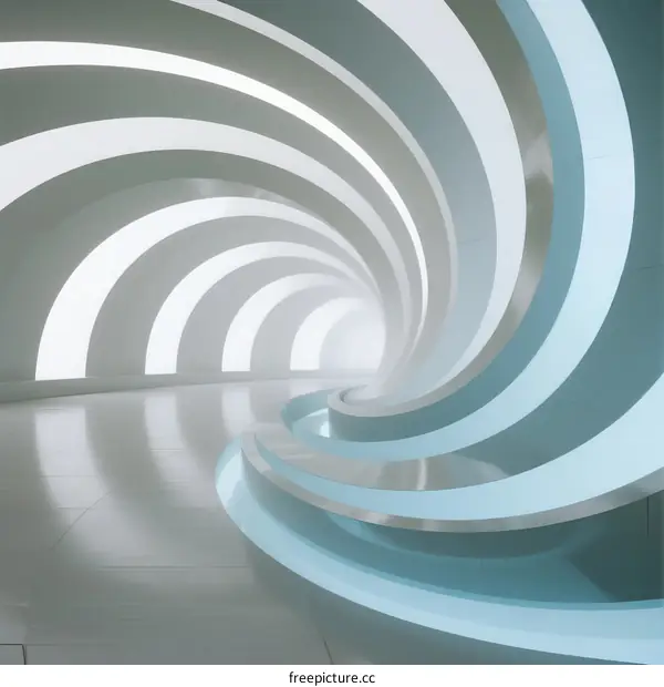 Futuristic White Spiral Corridor with Soft Light Design