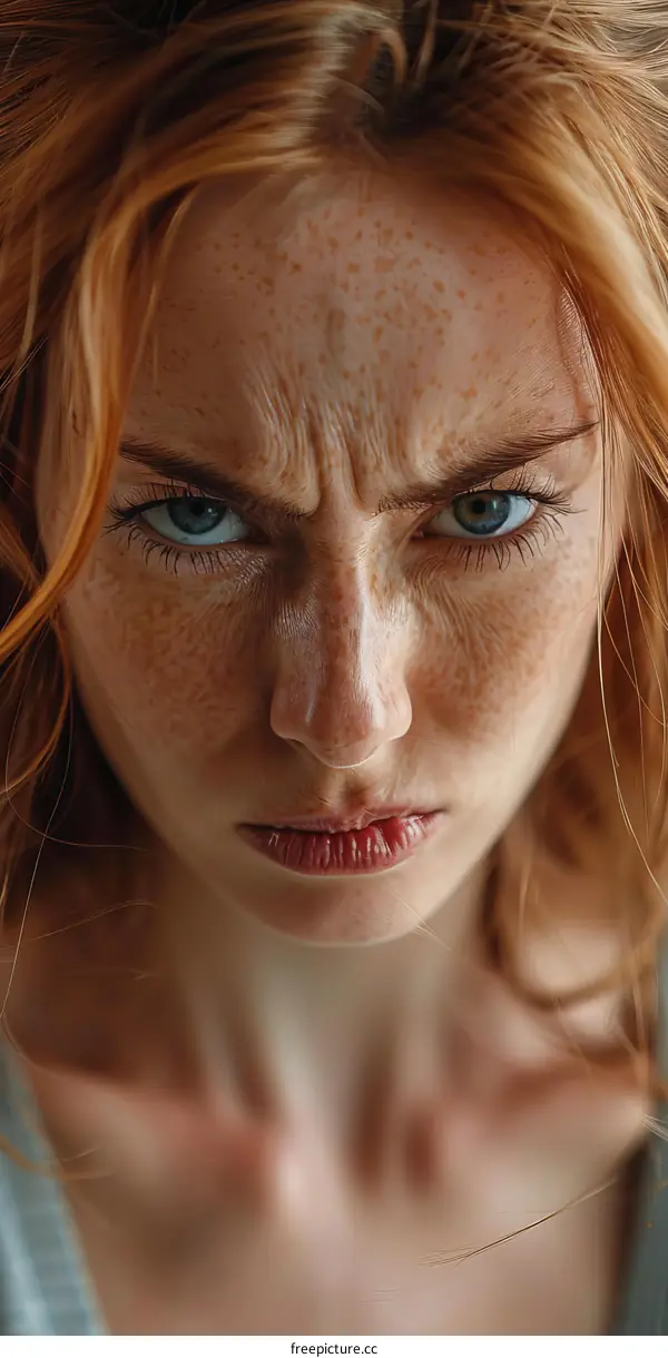 Closeup Portrait of a Woman with Freckles