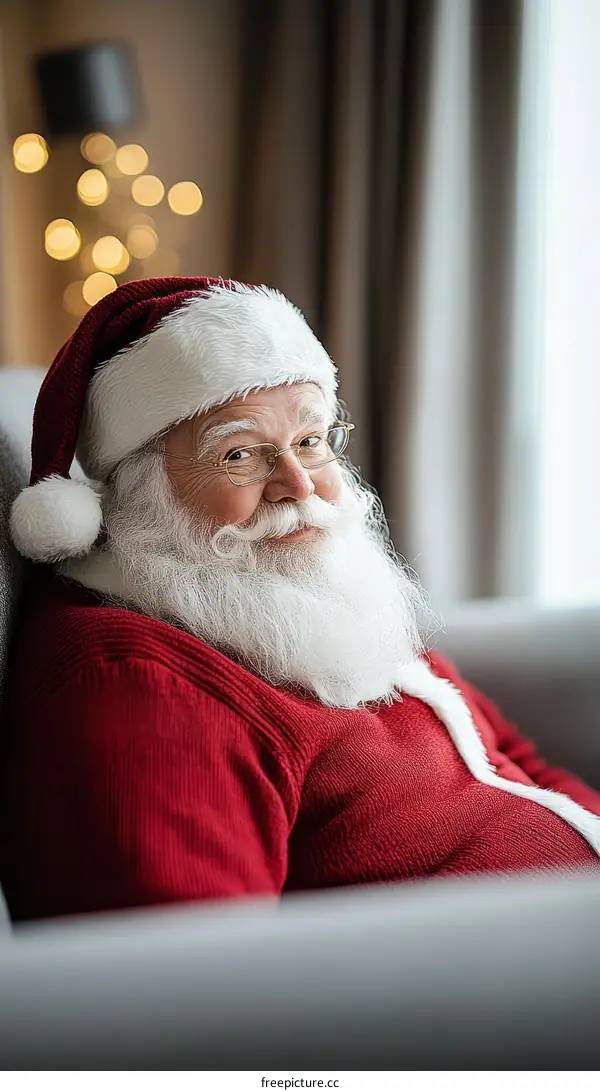 Santa Claus Sitting in a Cozy Living Room