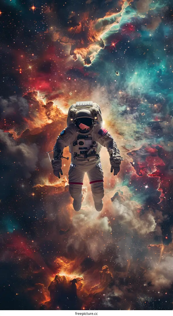 Astronaut in a colorful nebula