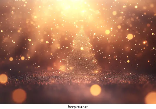 Golden Christmas Tree Festive Background Illustration