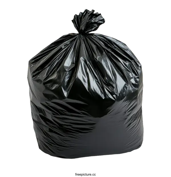 [Transparent Background PNG]Black Garbage Bag Isolated on White Background