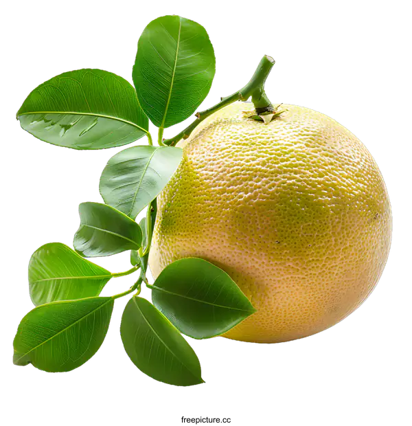 [Transparent Background PNG]Fresh grapefruit with leaves