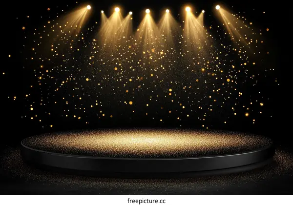 Luxury Golden Stage Background with Spotlight