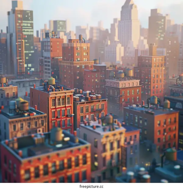 Urban Skyline Illustration of New York City Buildings