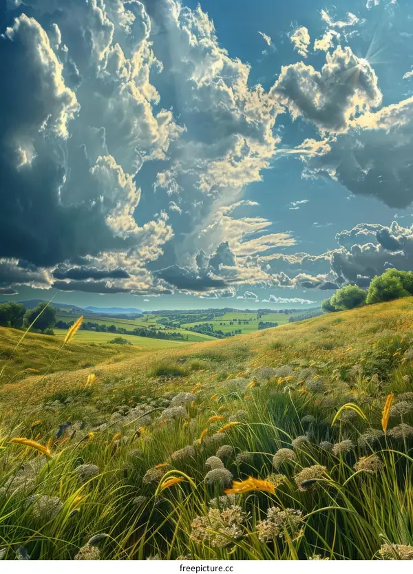 Beautiful Summer Landscape with Dramatic Sky