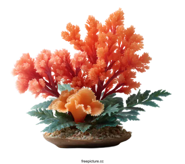 [Transparent Background PNG]Artificial Coral Decor in a Miniature Pot