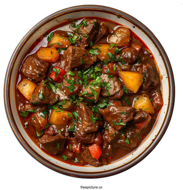 [Transparent Background PNG]Hearty Beef Stew in a Bowl