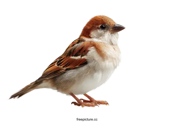 [Transparent Background PNG]Close-up of a Eurasian Tree Sparrow on a White Background