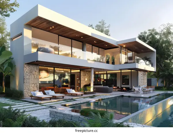 Modern house with pool and garden