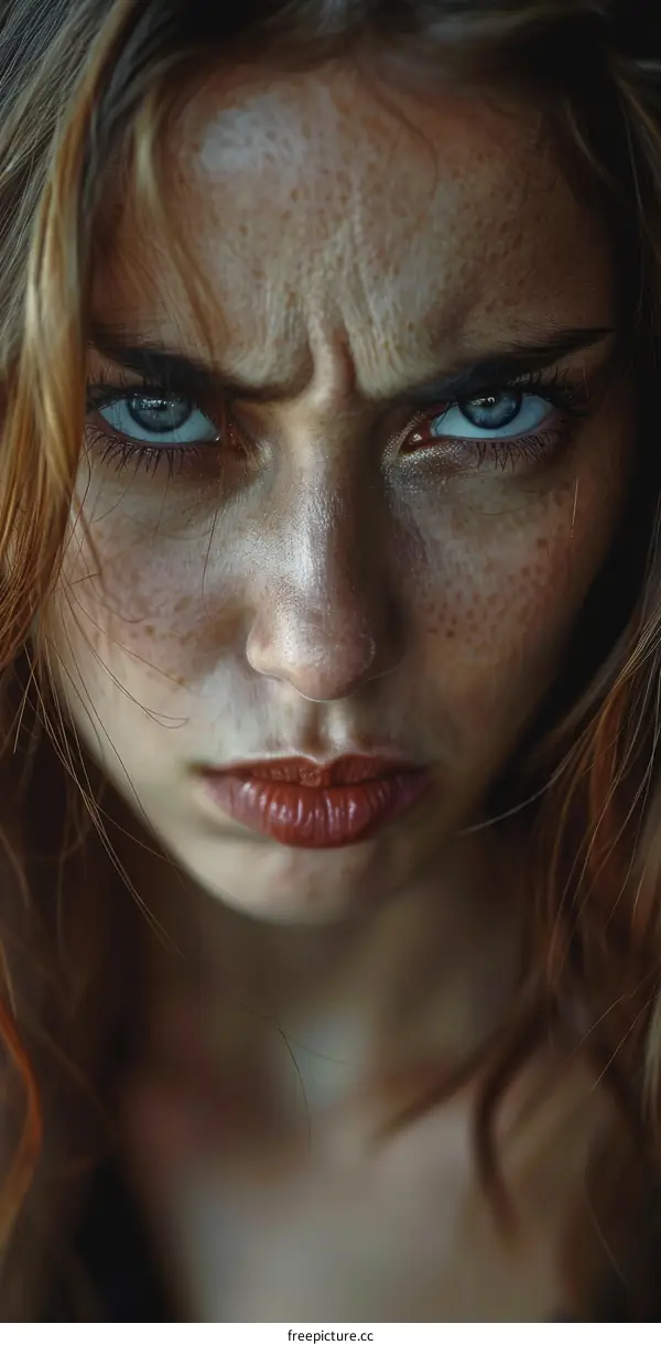 Close-up Portrait of a Woman with Intense Gaze