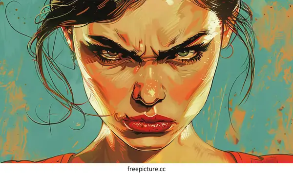 Portrait of a Woman with an Angry Expression