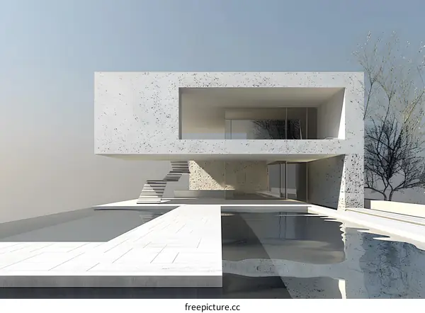 Modern Minimalist Concrete House with Swimming Pool Design