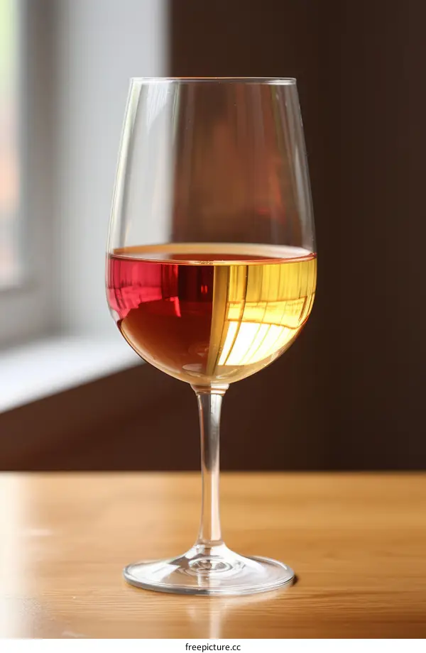 A glass of red and white wine