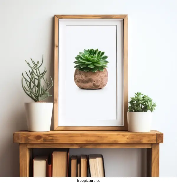 Succulent Plant in a Pot on a Wooden Table