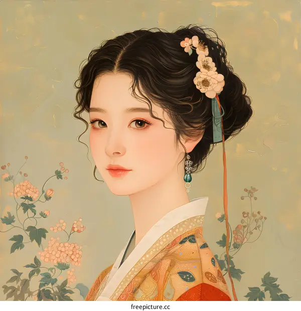 Portrait of a young woman in traditional Chinese clothing