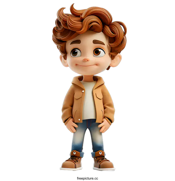 [Transparent Background PNG]Smiling Cartoon Boy in Casual Outfit