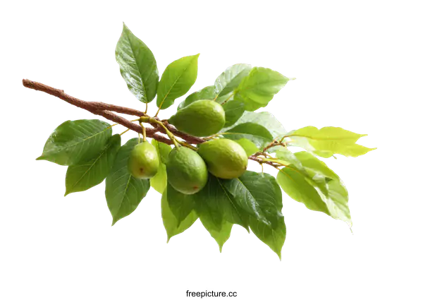 [Transparent Background PNG]Fresh Avocado Branch with Green Leaves