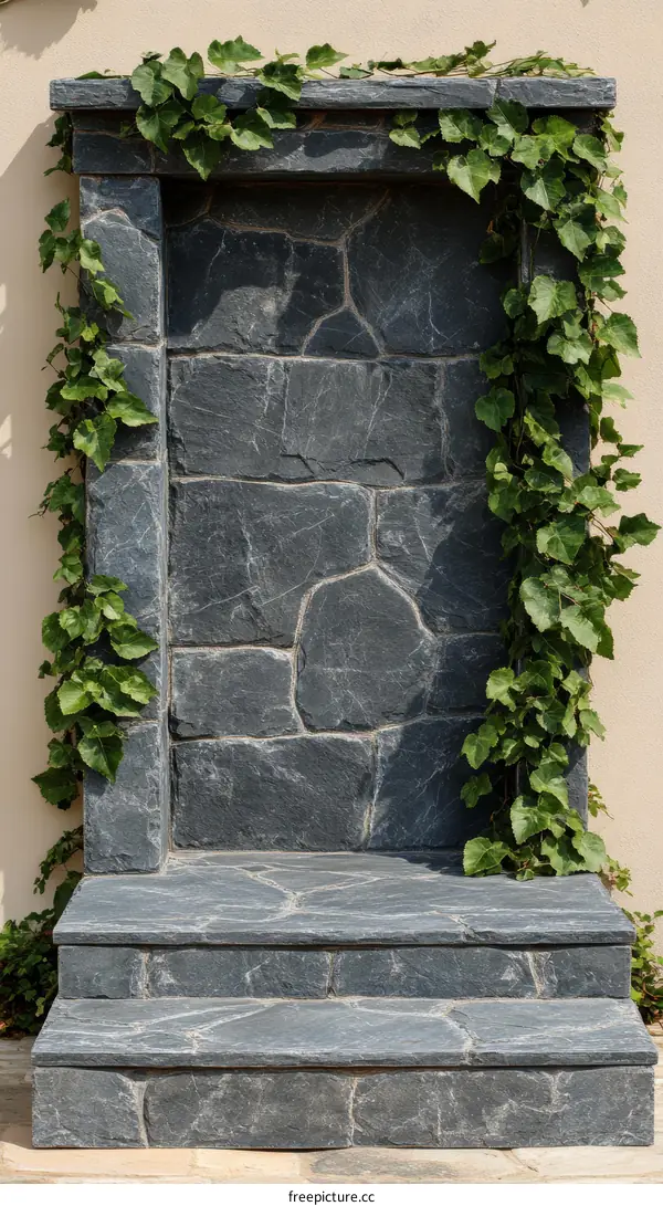 Exterior Stone Steps and Wall Feature