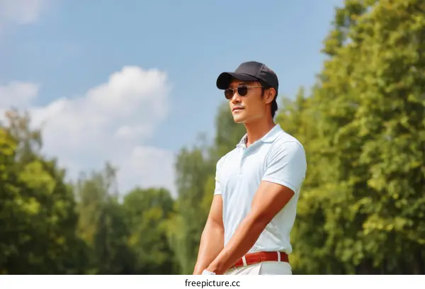 Asian Golfer in Outdoor Golf Course
