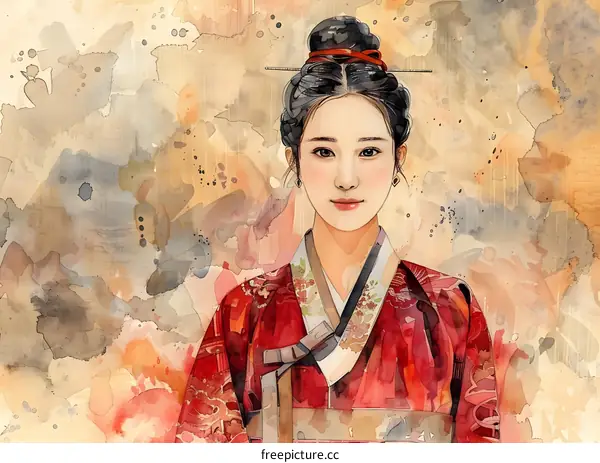 Portrait of a young woman in traditional Korean dress