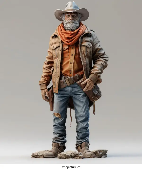 3D Render of a Rugged Cowboy Senior