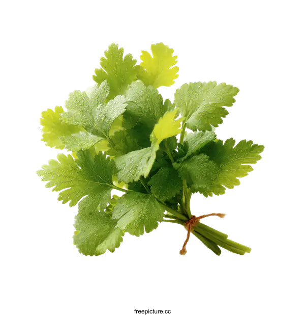 [Transparent Background PNG]Fresh Coriander Bunch Close Up
