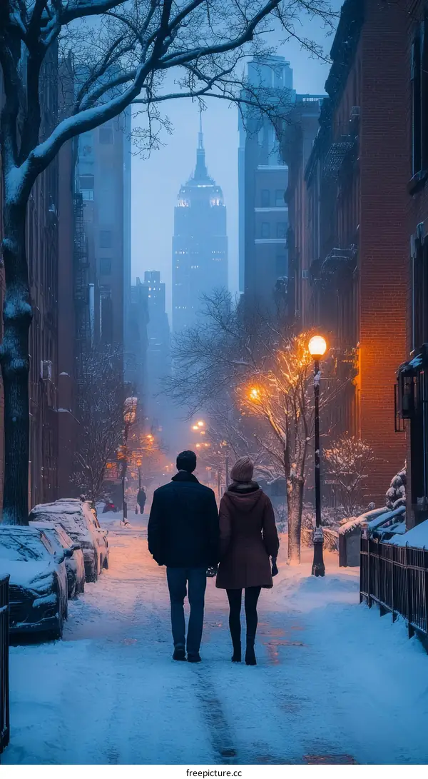Snowy Evening Stroll in New York City