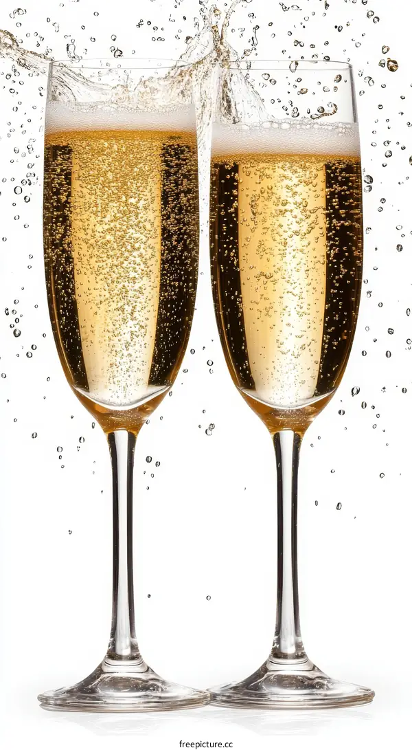 Celebration Champagne Glasses with Sparkling Cheers