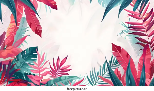 Tropical Leaves Frame Background Illustration