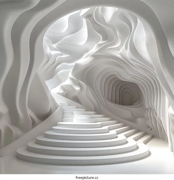 Abstract White Architectural Staircase Design