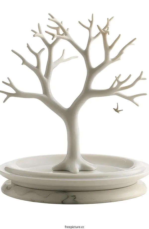 White Tree Jewelry Holder on White Background