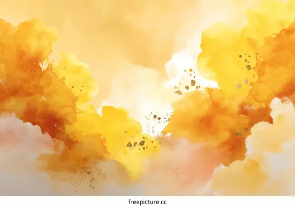 Abstract Watercolor Painting of Golden Sunset