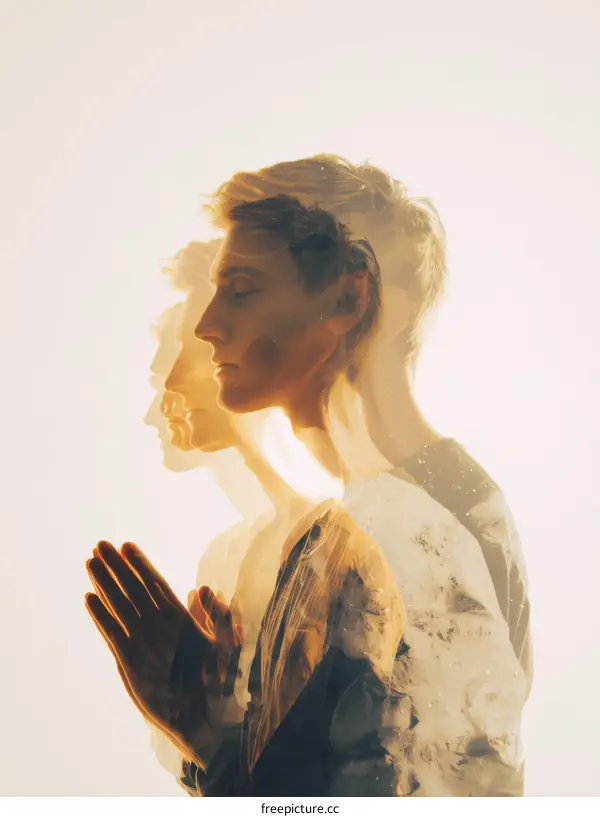 Multiple Exposure Portrait of a Person in Prayer