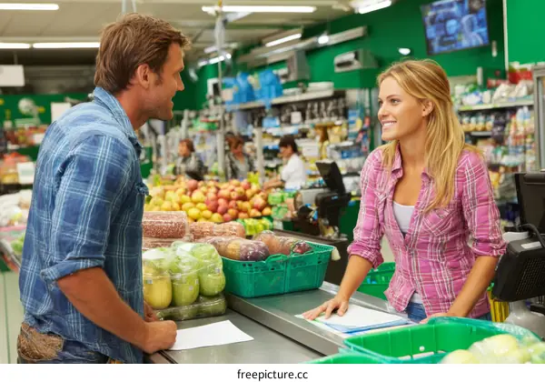 Grocery Shopping Experience at Supermarket Checkout
