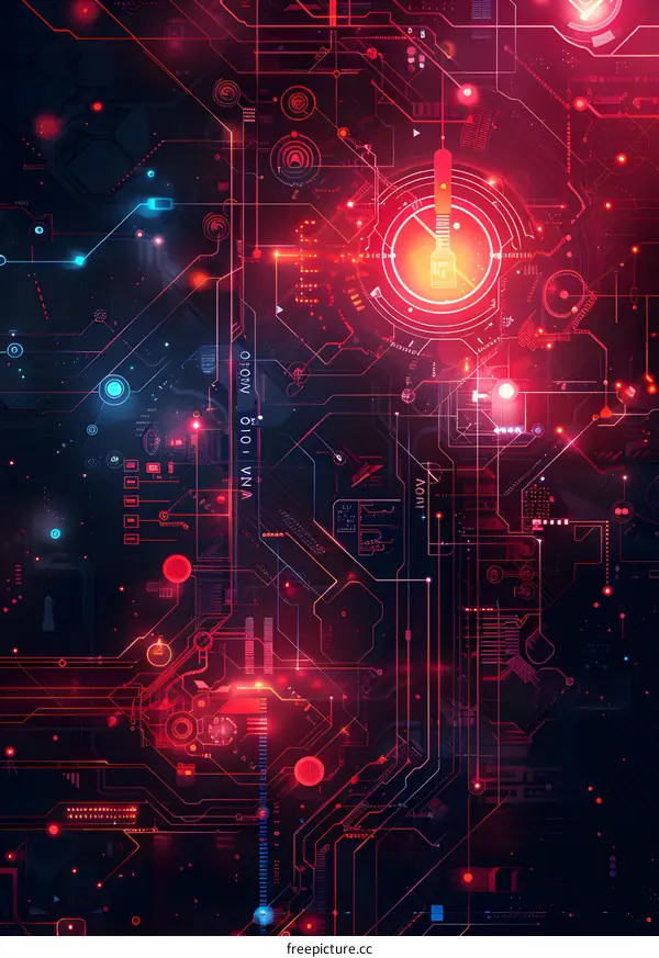 Red and blue technology background