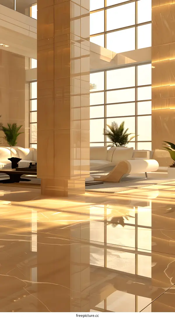 Modern Luxury Interior Design with Golden Marble Floor