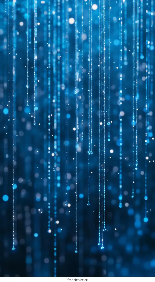 Abstract Blue Falling Light Particles Background Design
