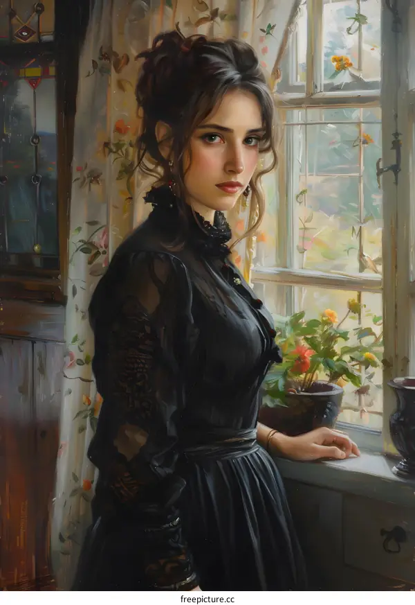 The Lady in Black by the Window
