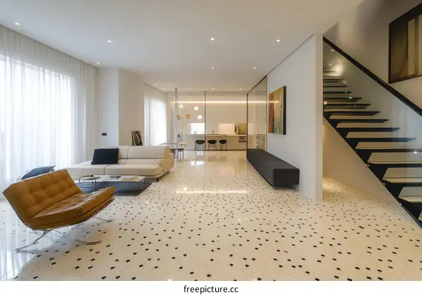 Modern Open-Plan Living Area with Terrazzo Flooring