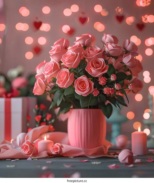 A bouquet of pink roses