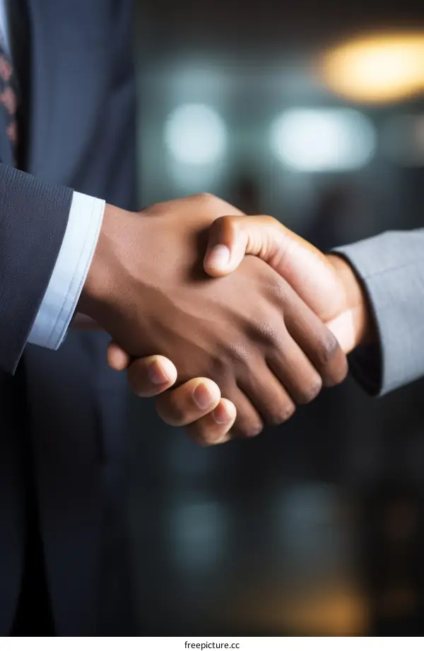Interracial Business Handshake: Diversity and Success
