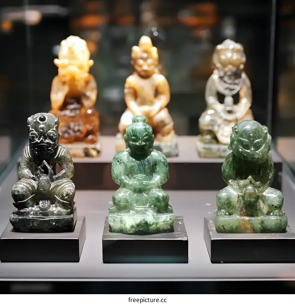 Ancient Jade Statues On Display