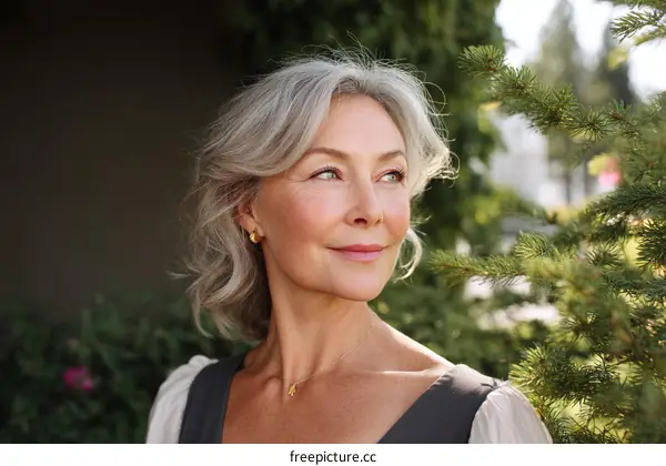 Mature Woman Outdoors Enjoying Nature