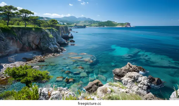 Rocky coastline and turquoise sea