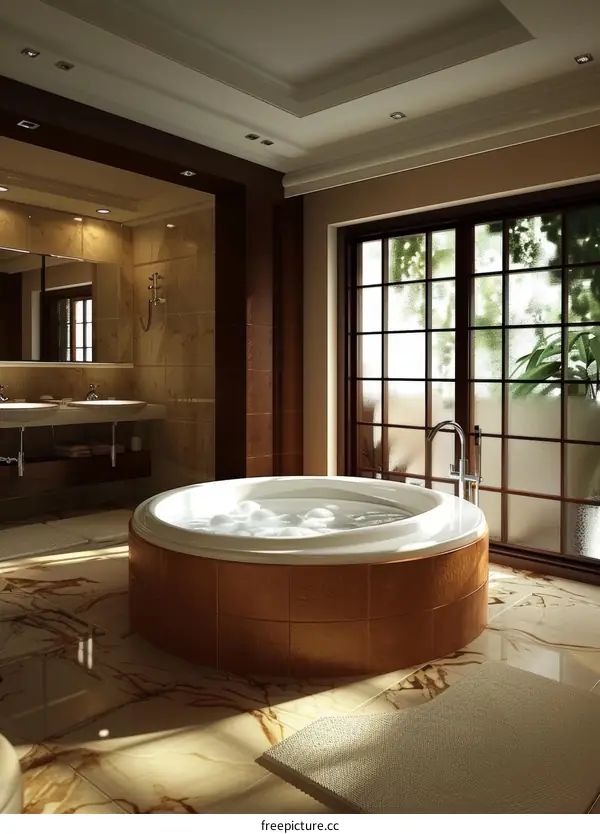 Luxury Modern Bathroom Design with Round Jacuzzi