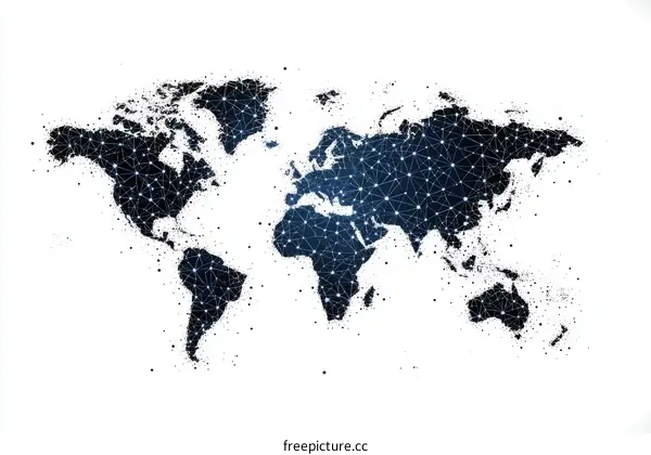 Global Network Connections World Map Illustration